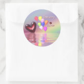 1月誕生日ガーネットハート ラウンドシール (バッグ)