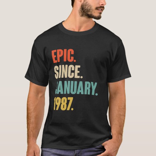1月誕生日ギフト – 1月からヴィンテージ叙事詩 Tシャツ (正面)