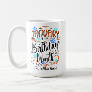 1月誕生日月、全体の月、ホットドリンク コーヒーマグカップ