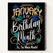 1月誕生日月、全月、日パーティー ノートブック (裏面)