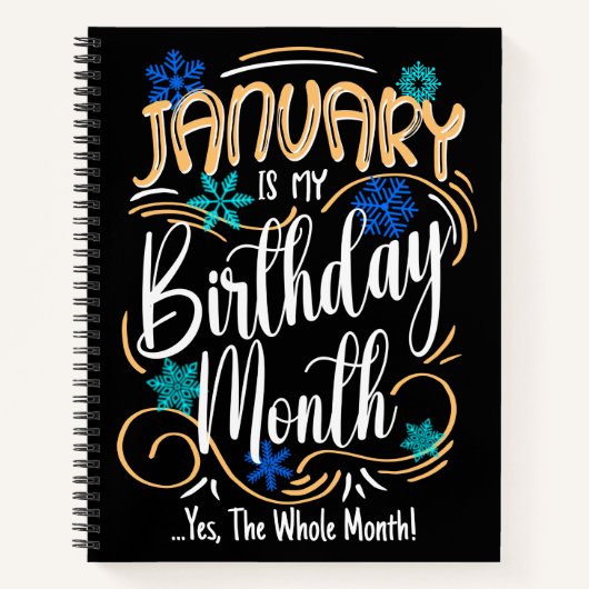 1月誕生日月、全月、日パーティー ノートブック (正面)