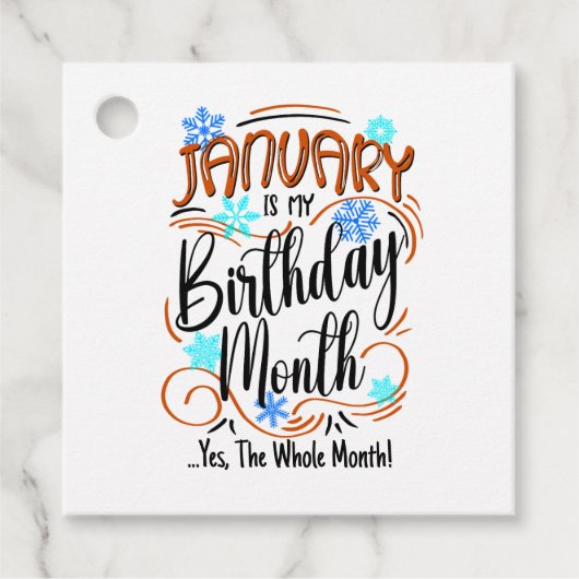 1月誕生日月、全月、日パーティー フェイバータグ (正面)