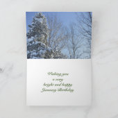 1月誕生日 – 冬ツリーシーンカード カード (内部)
