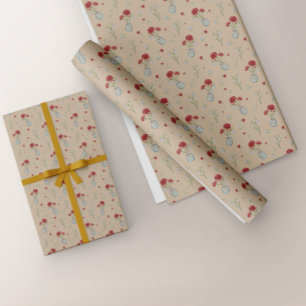 1月誕生月フラワーカーネーションスノードロップ ラッピングペーパー