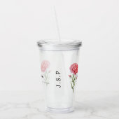 1月誕生月フラワーカーネーションパーソナライズされた アクリルタンブラー (左)