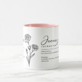 1月誕生月フラワーカーネーションミニマリスト マグカップ (中央)