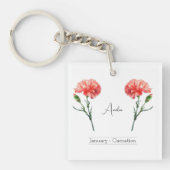 1月誕生月フラワーカーネーション キーホルダー (正面)
