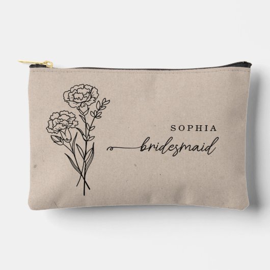 1月誕生月フラワーブリッパーソナライズされたズメイド アクセサリーポーチ (正面)