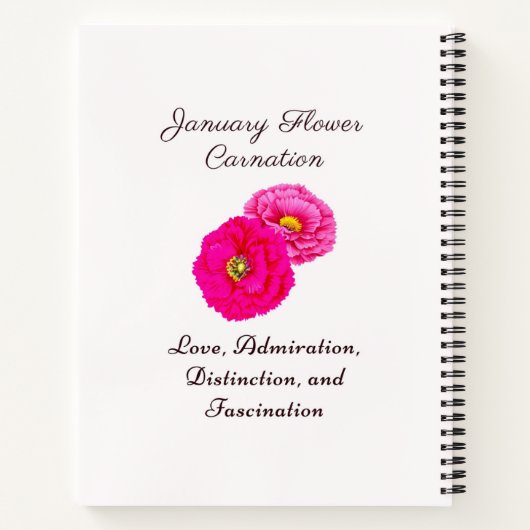 1月誕生月花カーネーションフローラエレガントー ノートブック (裏面)