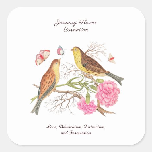 1月誕生月花誕生日ギフト スクエアシール (正面)
