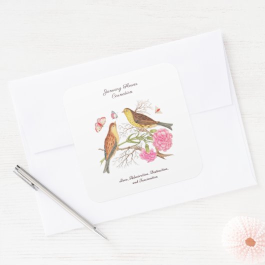 1月誕生月花誕生日ギフト スクエアシール (封筒)