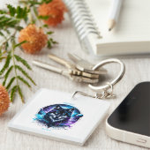 1月誕生月霊獣オオカミ キーホルダー (正面右)