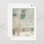 1月食べ物を与えの鳥ヴィンテージイラストレーション ポストカード (正面/裏面)