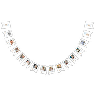 1月1日の誕生日ブルー12ヶ月マイルストーン写真 バンティングフラッグ