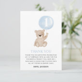 1月1日の誕生日ベアブルーバルーン サンキューカード (スタンド正面)