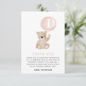 1月1日の誕生日ベアーピンクバルーン サンキューカード (スタンド正面)