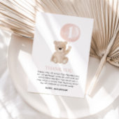 1月1日の誕生日ベアーピンクバルーン サンキューカード