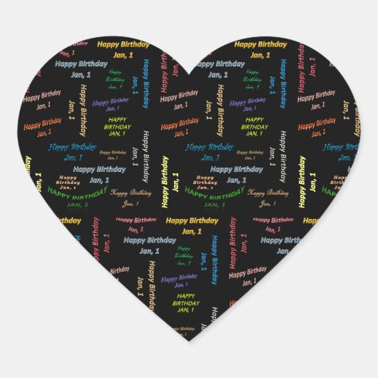 1月1日誕生日シール ハートシール (正面)