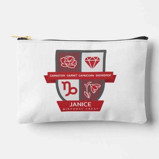 1月1日〜19日生まれの山羊座 誕生 crest™ アクセサリーポーチ (正面)