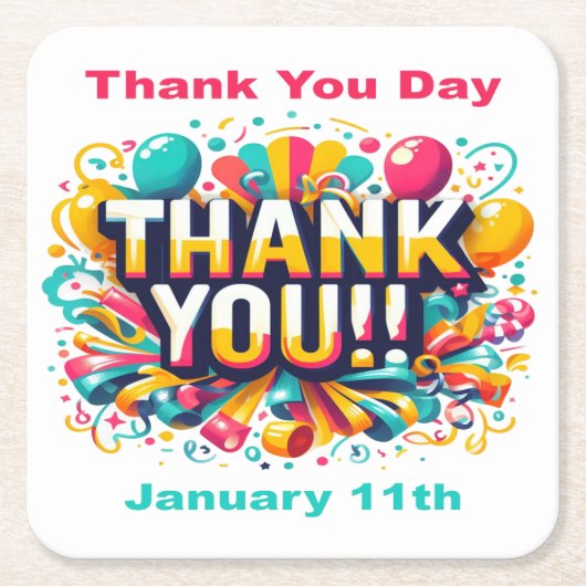 1月11日 – お礼の日 スクエアペーパーコースター (正面)