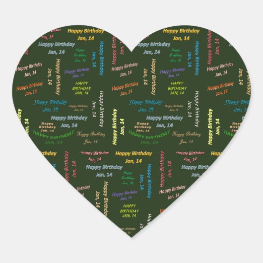 1月14日誕生日 ハートシール (正面)