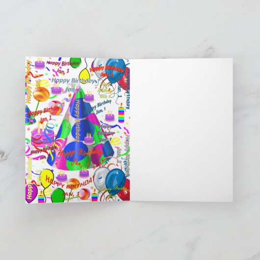 1月18日誕生日グリーティングカード折り カード (内部)