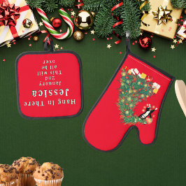 1月2日クリスマスを過ぎおもしろいる 鍋つかみ&鍋敷きセット