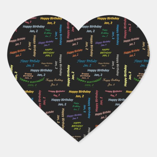 1月2日誕生日シール ハートシール (正面)