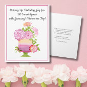 1月20日お誕生日ケーキパープルカーネーション カード