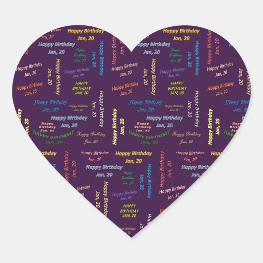 1月20日誕生日シール ハートシール (正面)