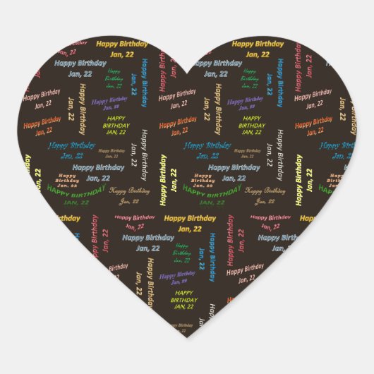 1月22日誕生日シール ハートシール (正面)