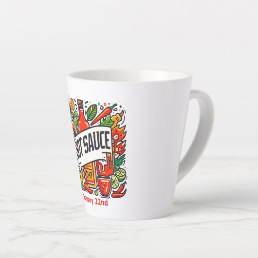 1月22日 – ホットソースの日 カフェラテマグ (右アングル)