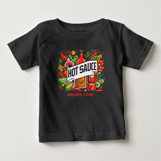 1月22日 – ホットソースの日 ベビーTシャツ (正面)