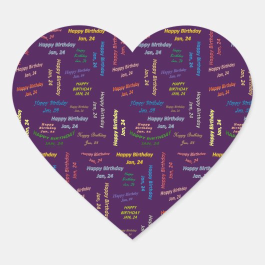 1月24日誕生日シール ハートシール (正面)