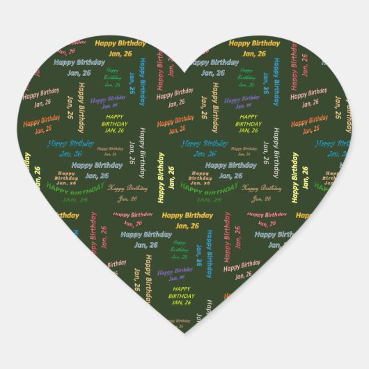 1月26日誕生日シール ハートシール (正面)