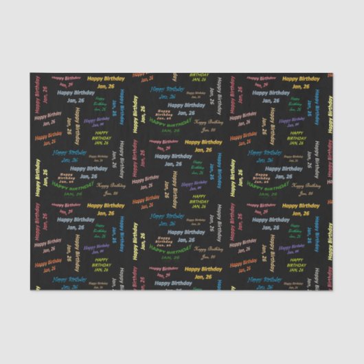 1月26日誕生日ティッシュペーパー 薄葉紙 (正面)