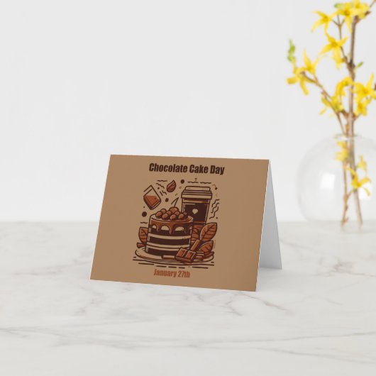 1月27日 - チョコレートケーキの日 カード (黄色い花)