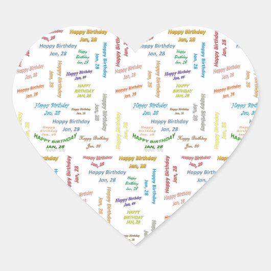 1月28日誕生日シール ハートシール (正面)