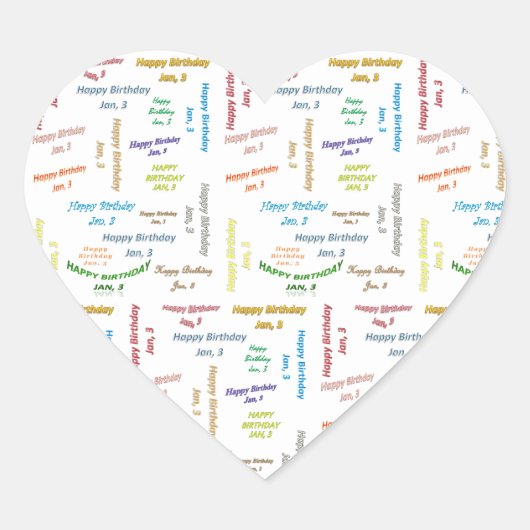 1月3日誕生日シール ハートシール (正面)