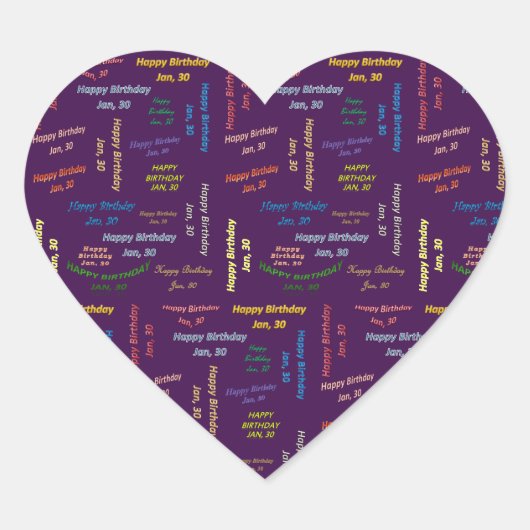 1月30日誕生日シール ハートシール (正面)