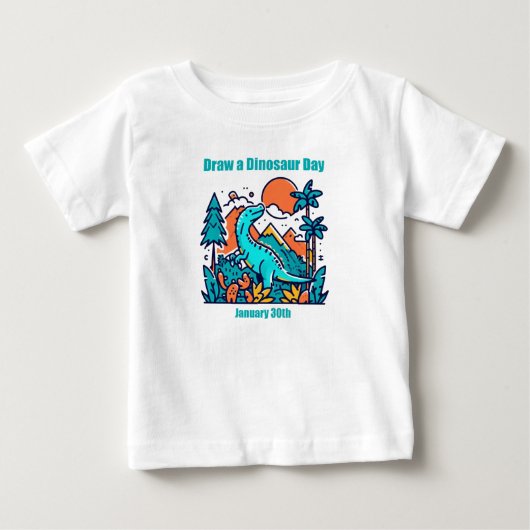 1月30日 – 恐竜の日を描く ベビーTシャツ (正面)