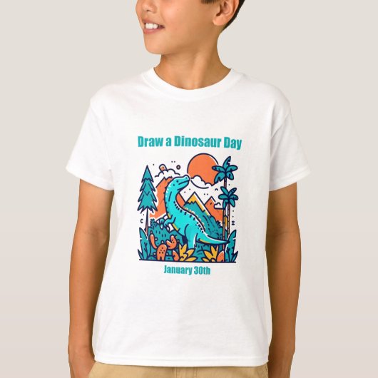 1月30日 – 恐竜の日を描く Tシャツ (正面)