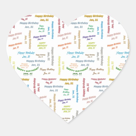 1月31日誕生日シール ハートシール (正面)