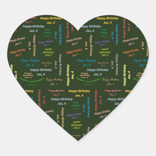 1月4日誕生日シール ハートシール (正面)