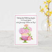 1月40日バースデーケーキパープルカーネーション カード (黄色い花)