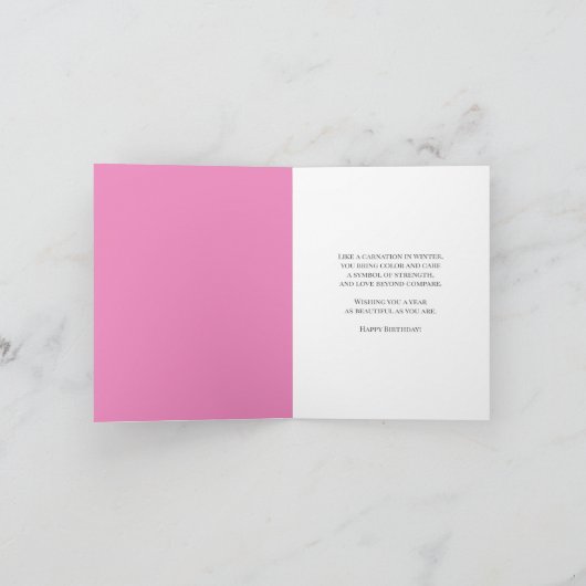 1月45日お誕生日ケーキパープルカーネーション カード (内部)