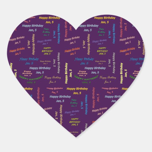 1月5日誕生日シール ハートシール (正面)