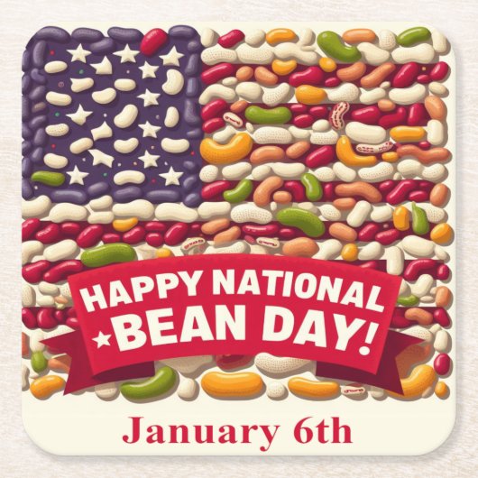 1月6日 – 豆の日 スクエアペーパーコースター (正面)