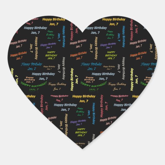 1月7日誕生日シール ハートシール (正面)