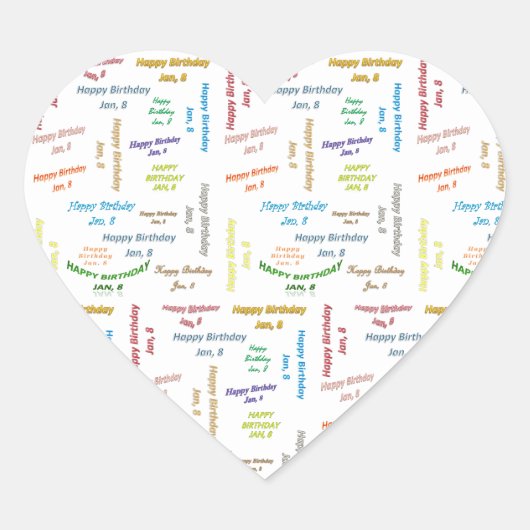 1月8日誕生日シール ハートシール (正面)